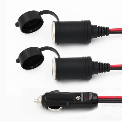 RoHS 24V 2468 18AWG  With 2 In 1 Car Cigarette Lighter Cable Male To Female Plug