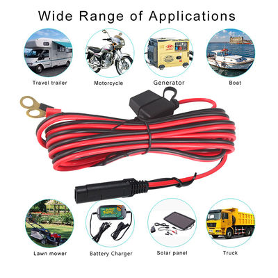 15A Sae Battery Charger with O Ring Terminal Car Extension Cable 2ft