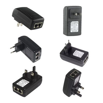 DC Connector 2 RJ45 Ports POE Injector Power Supply 24V 1a For IP Camera