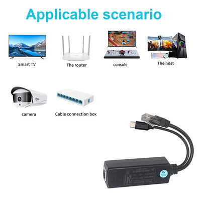 IEEE802.3af RJ45 TYPE-C Cable 12v 24v 48v POE Splitter Power Over Ethernet Adapter