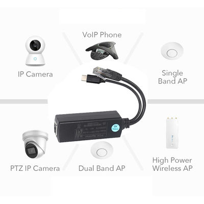 IEEE802.3af RJ45 TYPE-C Cable 12v 24v 48v POE Splitter Power Over Ethernet Adapter