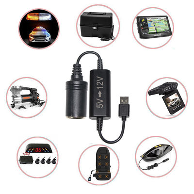USB To Cigar Female Socket 5v To 12v Usb Converter OEM / ODM Available