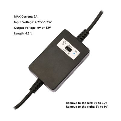 2A Output Current 1.5m USB A Male to DC5521 Converter 12V DC to 5V/9V/12V Step Up Cable