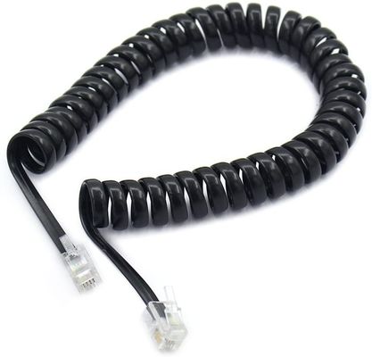 16mhz Spiral Telephone Cable Shielded RJ9 RJ11 RJ12 Coiled Telephone Line 6P6P 6P4C 4P4C 4P2C