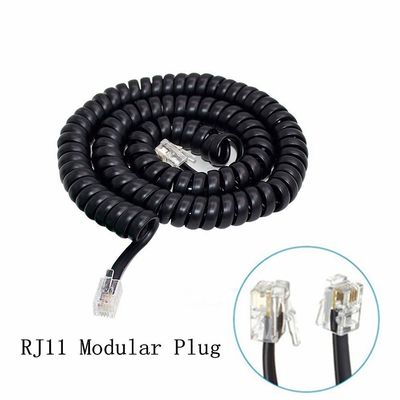 16mhz Spiral Telephone Cable Shielded RJ9 RJ11 RJ12 Coiled Telephone Line 6P6P 6P4C 4P4C 4P2C