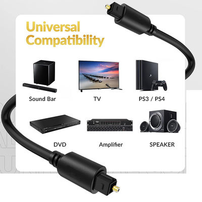 Single Mode 24k Gold Plated Fiber Optic Audio Cable For Digital Interface