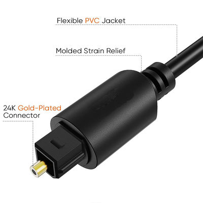 Single Mode 24k Gold Plated Fiber Optic Audio Cable For Digital Interface