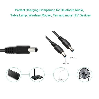 1m/2m/5m Male To Male DC Extension Cable With PVC Jacket And 3.5*1.35mm Diameter