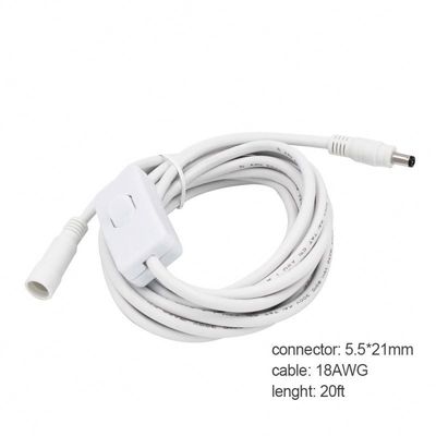 Customized 12V DC Extension Cable 5.5*2.5 Mm Male To Female With Switch 120cm