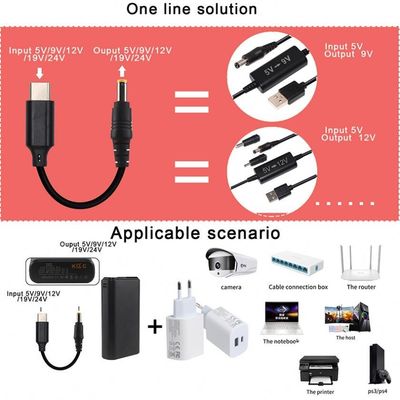 20V 15V 9V 5V PD Charging Cable USB Type C 3.1 Male To DC Male 5521 5525mm Connector