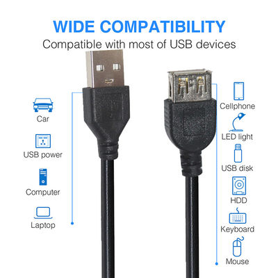 OEM ODM Cell Phones Extension USB Data Cable Male To Female Fast Power Charging