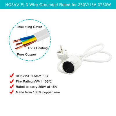 European CEE 3G1.5mm2 AC Power Cord Extension Lead Cable for Industrial Applications