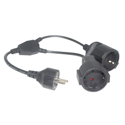 6Ft Black cee/7 EU AC Power Cord 3Pin Splitter Cable 1 to Double Female Y Type Split Lead
