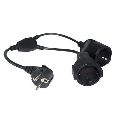 6Ft Black cee/7 EU AC Power Cord 3Pin Splitter Cable 1 to Double Female Y Type Split Lead