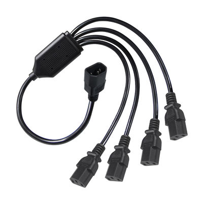 Black Reel Angle Connector H05vv F Plug Iec C13 Iecc14 Male To Female Y Splitter Cable Power Extension Cord