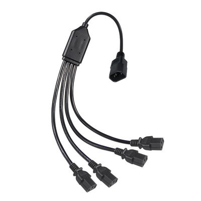 Black Reel Angle Connector H05vv F Plug Iec C13 Iecc14 Male To Female Y Splitter Cable Power Extension Cord