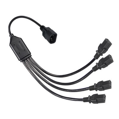 Black Reel Angle Connector H05vv F Plug Iec C13 Iecc14 Male To Female Y Splitter Cable Power Extension Cord