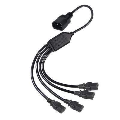 Black Reel Angle Connector H05vv F Plug Iec C13 Iecc14 Male To Female Y Splitter Cable Power Extension Cord