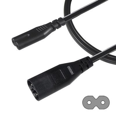 0.5M VDE 250V 2.5A H03VVH2-F 0.75MM2 2 core IEC C7 to IEC C8 Power Extension Cord