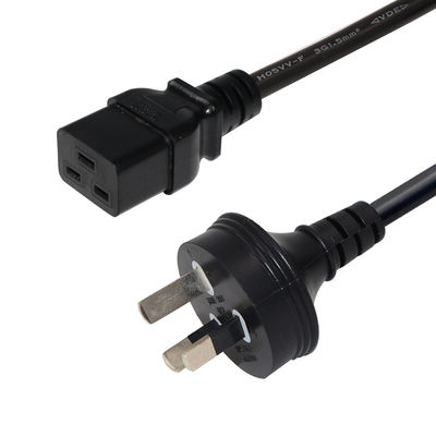 6ft PVC Jacket Australia 3 Pin Plug to IEC 60320 C19 Power Supply Cord for Servers PDU