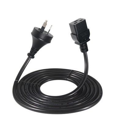 6ft PVC Jacket Australia 3 Pin Plug to IEC 60320 C19 Power Supply Cord for Servers PDU