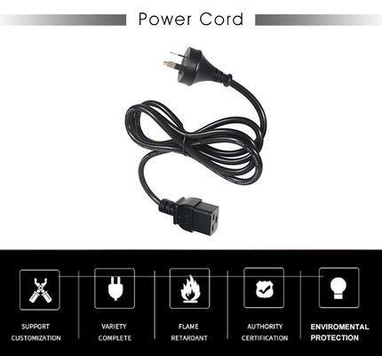 6ft PVC Jacket Australia 3 Pin Plug to IEC 60320 C19 Power Supply Cord for Servers PDU