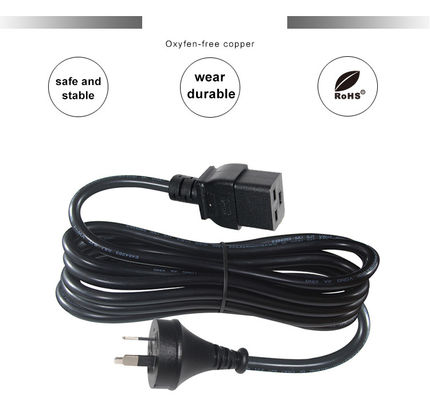 6ft PVC Jacket Australia 3 Pin Plug to IEC 60320 C19 Power Supply Cord for Servers PDU