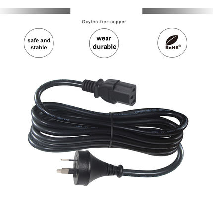 3 Pin AU Plug to C13 Power Cord 1.8m Black SAA Certified