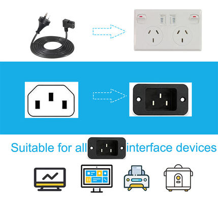 90 Degree Right Angle C13 To SAA 3Pin Power Cord H05VV-F 3G*0.75mm2 1.2M for PC Monitor