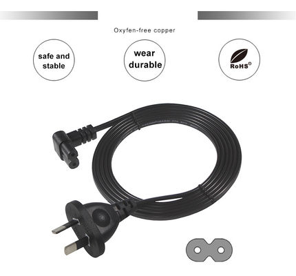 2m SAA Iec Plug H03vvh2f 2X075mm2 Australian 2 Prong Figure 8 Ac Cable End Extension Angle C7 Connector Power Cord