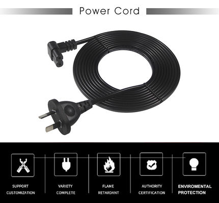 2m SAA Iec Plug H03vvh2f 2X075mm2 Australian 2 Prong Figure 8 Ac Cable End Extension Angle C7 Connector Power Cord