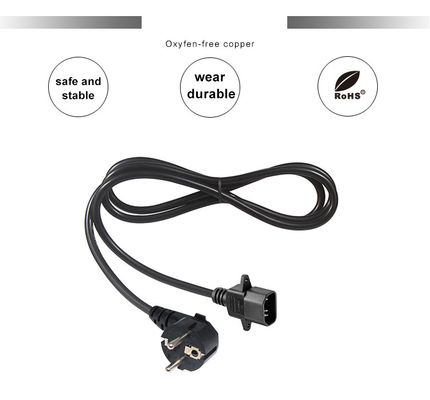 1.0Mm Retractable Laptop Power Cord Iec C14 Assembly 60320 C14 To Euro 3Pin