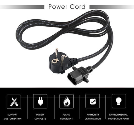 1.0Mm Retractable Laptop Power Cord Iec C14 Assembly 60320 C14 To Euro 3Pin