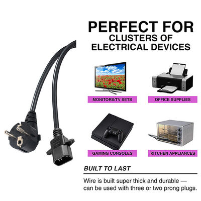 1.0Mm Retractable Laptop Power Cord Iec C14 Assembly 60320 C14 To Euro 3Pin