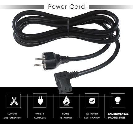 VDE European Schuko Cee 77 7/7 250V H05vv-F 3G2.5 90 degree C13 Right Angle Power Cord