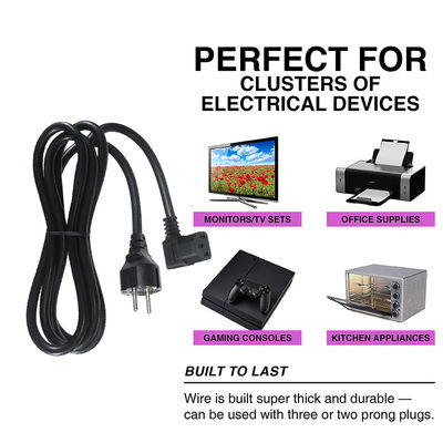 VDE European Schuko Cee 77 7/7 250V H05vv-F 3G2.5 90 degree C13 Right Angle Power Cord