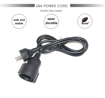 Cee 7/7 Cord 16A Plug Power Female To Male Schuko Extension European Cable 2 Meters