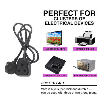 0.75M Male To Female Kettle Lead Three Phase Power Cord For UK Power Supply