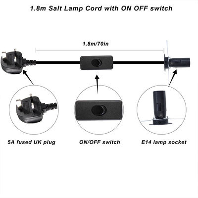 E14 Holder Himalayan Salt Lamp Power Cord with 1.2M Cable Length and 303 On/Off Switc