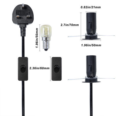 E14 Holder Himalayan Salt Lamp Power Cord with 1.2M Cable Length and 303 On/Off Switc