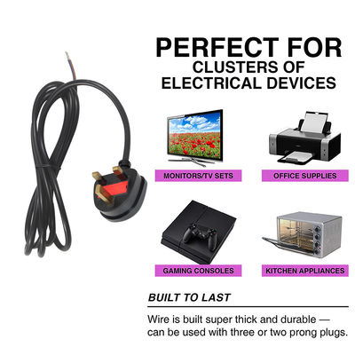 H05vv-f 3*0.5mm2/0.75mm2 IEC Female End Type UK 3 Prong Cable for Desktop PDU Connector