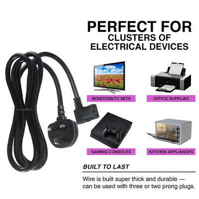 5m Cplug Reducer B Uk Plug To Iec 90 Degree C13 Power Cord with Pure Copper Conductor