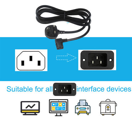 5m Cplug Reducer B Uk Plug To Iec 90 Degree C13 Power Cord with Pure Copper Conductor