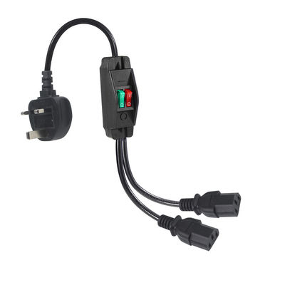 UK Plug Standard Y Shaped 2 In 1 AC Cable Splitter 7A Rating Meets Customer Requirements