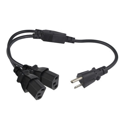 2 Outlets Y Splitter Computer Power Cord with Standard Nema 515P AC Plug and C13 Inlet