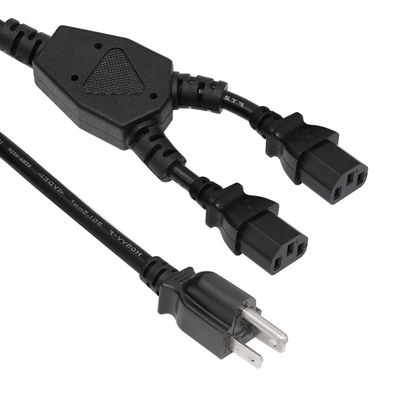 2 Outlets Y Splitter Computer Power Cord with Standard Nema 515P AC Plug and C13 Inlet