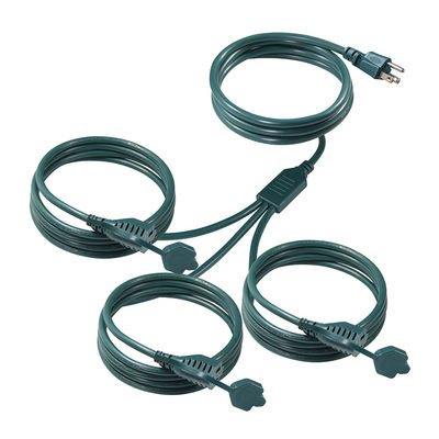 IP11 Green Color Multi Ways Us Cord 515P To 3X Nema 515R Electrical Outlet Mains Power Cable Splitter