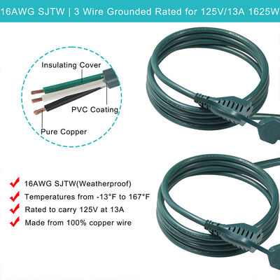 IP11 Green Color Multi Ways Us Cord 515P To 3X Nema 515R Electrical Outlet Mains Power Cable Splitter