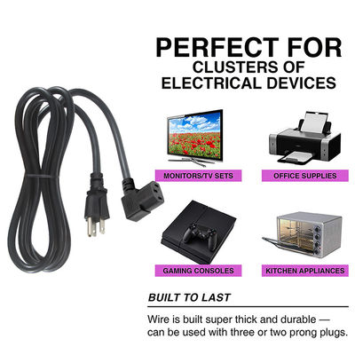 USA 3 Pin Plug to Right Angle IEC C13 Power Cord Cable for Computer 90 Degree C13 Connector