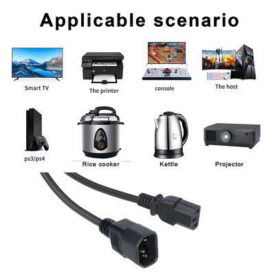 VDE Certified 3Ft IEC C13 to C14 Male to Female Extension Cable for UPS Desktop PC